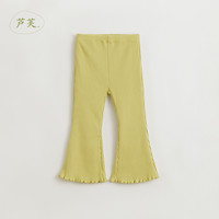 马克珍妮法式优雅 女童弹力微喇针织打底裤 儿童春秋喇叭裤240230 浅米黄