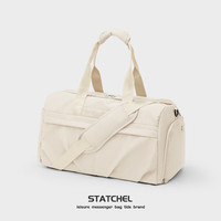 轻骑者手提旅行包男士大容量运动包包干湿分离短途旅游包行李包女款 米白色大号-干湿分离/独立鞋仓