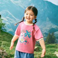 多巴胺纯棉儿童T恤男童女童短袖2024夏装薄款婴幼儿宝宝