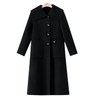 晚白【断码直降】冬款减龄娃娃领双面呢休闲百搭长款全羊毛大衣女