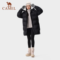 CAMEL骆驼骆驼女装羽绒服中长款2024冬季新款保暖连帽面包服服羽绒衣外套