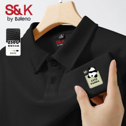 班尼路 S&K系列华夫格男士POLO衫夏季卡通印花翻领上衣青少年简约风短袖