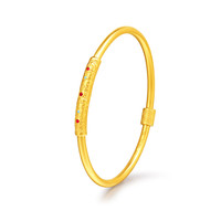 老庙黄金手镯足金古法鎏彩吉韵手镯手镯万寿纹回纹