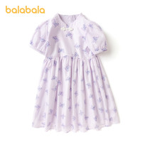 巴拉巴拉女童裙子儿童连衣裙夏装中大童新中式甜美优雅公主裙时尚 白色调00311