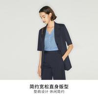 MM麦檬夏季休闲冰丝气质条纹短袖薄款西装外套