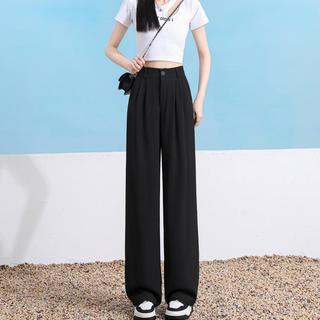 直筒西装裤女夏季薄款高腰显瘦垂感时尚百搭宽松窄版阔腿休闲裤