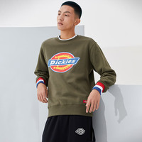 dickies卫衣 印花罗纹袖口圆领加绒时尚卫衣 男女同款9587 军绿色 2XL