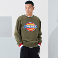 dickies卫衣 印花罗纹袖口圆领加绒时尚卫衣 男女同款9587 军绿色 L