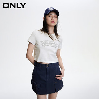 ONLY夏季简约休闲字母合体短款圆领短袖T恤女|124101027 A43  S (160) 80A