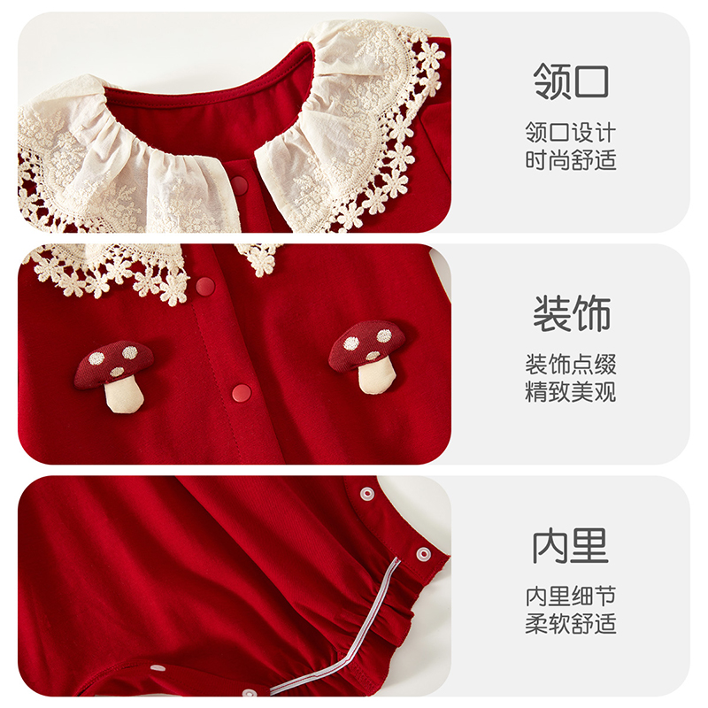 班喜迪婴儿衣服夏季婴幼儿连体衣百天周岁女宝宝礼服薄款哈衣夏装