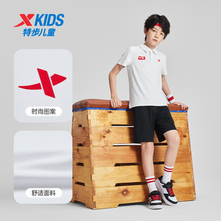 XTEP特步童装夏季款短袖短裤套装男大童速干中大童透气polo衫运动套装