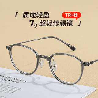  winsee/万新 防蓝光 近视眼镜 钛金属眼镜框 磁吸套镜  镜框+万新1.60MR-8高清镜片 TJ2191透明灰