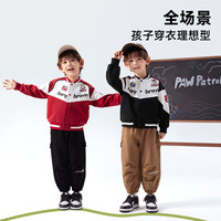 汪汪队儿童外套男童机车赛车服2025春秋季学院风棒球服帅气潮 【套装】毛毛外套+卡其裤子