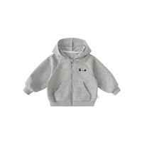 INSbobo儿童外套男童2025春秋休闲连帽卫衣外套女宝秋季上衣 灰色