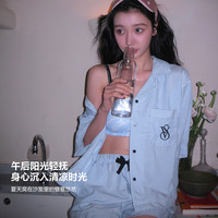 维多利亚的秘密 杨幂易梦玲同款 夏季宅度假天丝绵柔印花凉感睡衣Oversize廓形版 64K0蓝绿拼色-短袖短裤 11260329 S