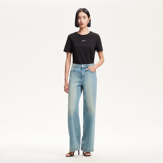 VEROMODA牛仔裤女2025春季新款高腰牛仔直筒裤明线设计复古丹宁风