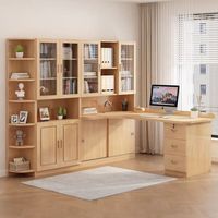 筑宿2025实木转角书桌书架组合书柜一体桌l型电脑桌写字家用 a款1.2米左书柜