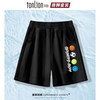 唐狮童装儿童夏装休闲短裤男童女童运动夏季中大童薄款五分裤 灰色01半边虎K【身高+10拍】 110