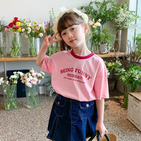 左西女童短袖T恤儿童夏装2025新款女孩夏季上衣洋气潮  -字母款 -VNY232610