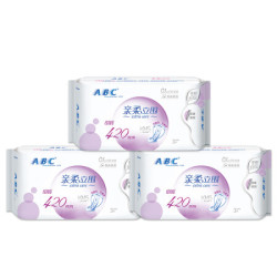 ABC 夜用卫生巾组合装 姨妈巾套装KMS亲柔立围0.1cm轻透薄420mm*9片