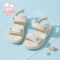 富罗迷儿童凉鞋女孩夏季2025轻便透气女孩软底防滑运动沙滩鞋 米白 35码