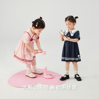 女童连衣裙夏宝宝海军方领小童夏季学院裙潮儿童短袖裙子