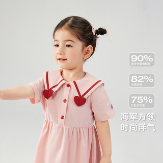 女童连衣裙夏宝宝海军方领小童夏季学院裙潮儿童短袖裙子