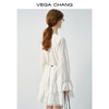 VEGA CHANG法式连衣裙女2025年春季喇叭袖V领高级感白色裙子 云朵白（长袖） M