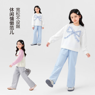 左西女童裤子春秋款儿童洋气直筒阔腿裤2025中大童春季运动裤