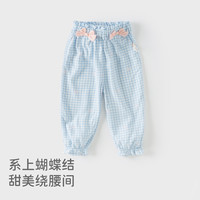 戴维贝拉女童裤子儿童防蚊裤女2025夏季宝宝束脚长裤婴儿童装 格子-4月27日前陆续