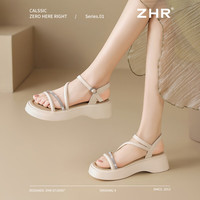 ZHR凉鞋女厚底增高水钻细带夏季新品罗马鞋女通勤百搭舒适轻便鞋子女