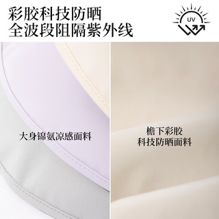 Siggi防晒帽空顶帽女春夏大檐护颈防紫外线可扎马尾松紧调节户外遮阳帽 杏仁米