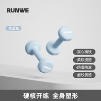 朗威哑铃纯铁家用男女士力量训练器材锻炼初学者练臂肌亚铃一对 水蓝色 6KG *2只