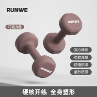 朗威哑铃纯铁家用男女士力量训练器材锻炼初学者练臂肌亚铃一对 巧克力色 1KG *2只