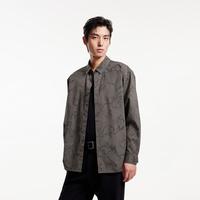 杰克琼斯2025年春季静奢风宽松衬衣满印图案翻领衬衫外套男装 C57矿物灰 175/96A/M