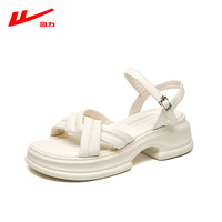 回力厚底凉鞋女夏季外穿潮流百搭精致配裙子女士软底防滑凉鞋 米色【经典百搭】 38