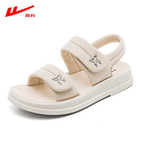 回力厚底凉鞋女夏季外穿潮流百搭精致配裙子女士软底防滑凉鞋 米色【蝴蝶装饰】 38