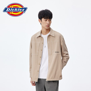 dickies衬衫 男士竖条纹长袖衬衫 休闲上衣10965 沙色白色条纹 M