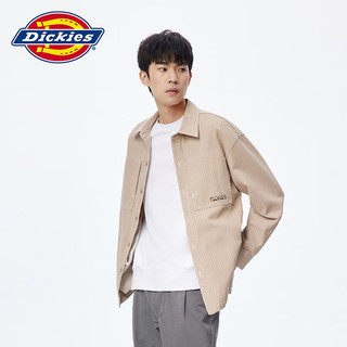 dickies衬衫 男士竖条纹长袖衬衫 休闲上衣10965 沙色白色条纹 M
