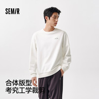 森柔棉|森马 Semir卫衣男春季户外感印花刺绣圆领针织上衣时尚简约百搭 中灰20410 185/100A/XXL