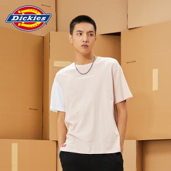 Dickies 短袖T恤男 大码宽松休闲男女同款 DK010559 脏脏粉/白色 M