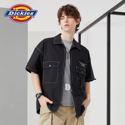 Dickies 短袖衬衫男 缝线工装衬衫 DK010174 黑色 M
