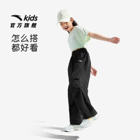 安踏儿童装女童裤子防蚊长裤夏季薄款2025直筒户外伞兵运动裤 中卡其-2