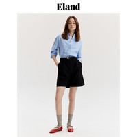 【法国亚麻】Eland衣恋长袖衬衫女轻盈纯色通勤上衣夏季 M/165