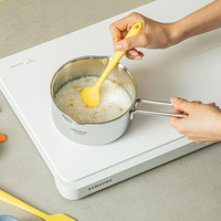 三光云彩 Glasslock小奶锅不锈钢304加厚宝宝辅食锅家用婴儿小煮锅煎煮汤锅 14CM-奶锅+不锈钢蒸笼