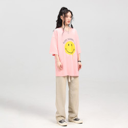 思麦脸 SMILEY 笑脸夏季情侣款圆领宽松微笑夏日休闲短袖T恤