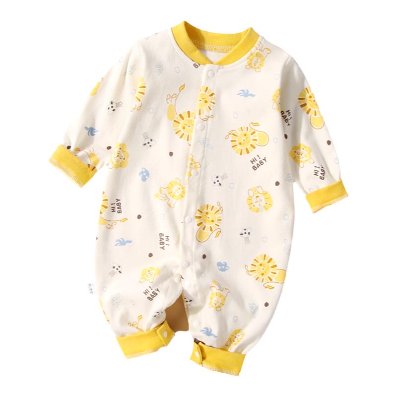 新生婴儿连体衣春秋男女宝宝长袖哈衣纯棉爬服婴幼儿满月衣服秋装