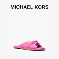 MICHAEL KORS Elena 女士羊皮革蝴蝶结饰平底拖鞋 洋红色 614 7