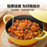 北鼎（Buydeem）珐琅锅铸铁锅焖烧炖锅电磁炉燃气灶黑珐琅24cm浅杉绿