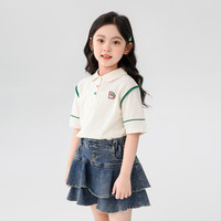 左西女童短袖T恤儿童Polo衫夏装2025女大童翻领上衣纯棉洋气